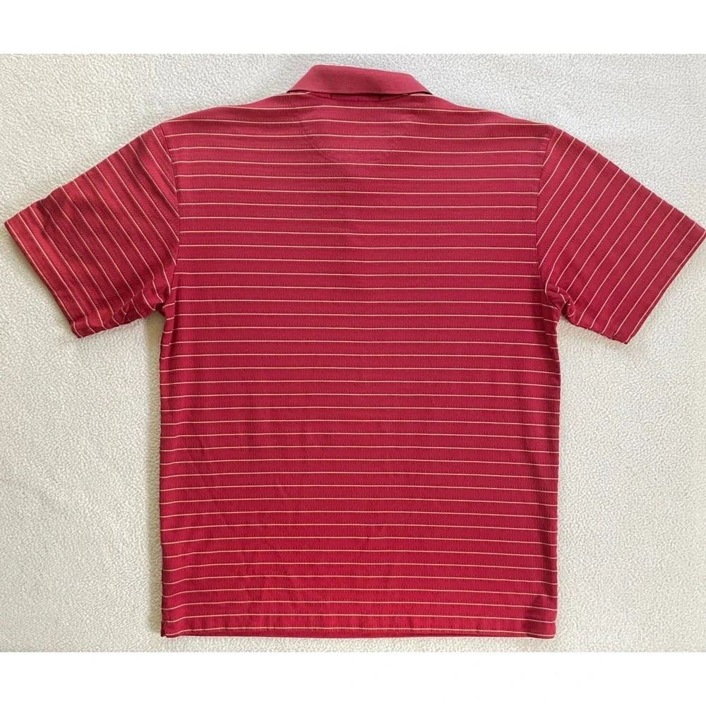 Nike Mens Medium Polo Shirt Red Tiger Woods Collection Striped Fit‎ Dry Golf